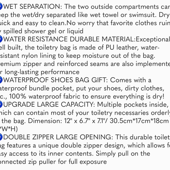Toiletry Bag for Men, Large Travel Shaving Dopp Kit Water-resistant Bathroom - Picture 7 of 7